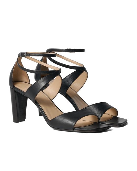 Lemaire Black Cross Sandals 80 Mm Heel