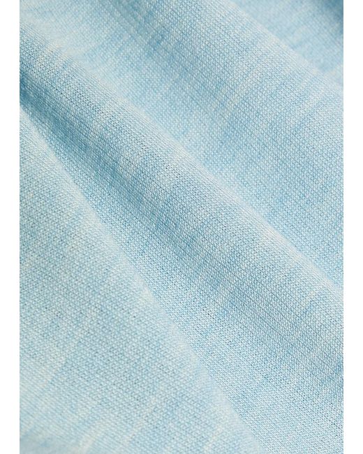 Tory Burch Blue Silk Lapel Top