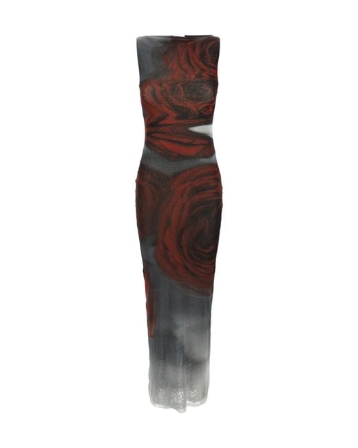 Jean Paul Gaultier Brown 'blurry Roses' Dress