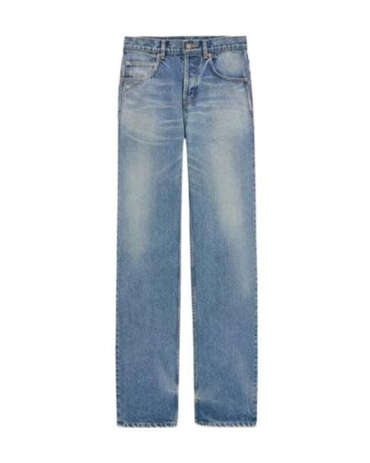 Saint Laurent Blue Mid-Rise Baggy Jeans for men
