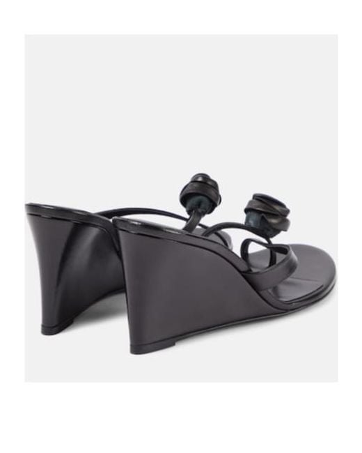 Magda Butrym Multicolor Floral-Appliqué Leather Wedge Mules