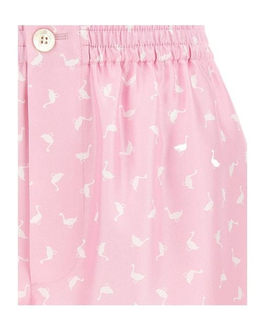 Moschino Pink Allover Printed Elastic Waist Shorts