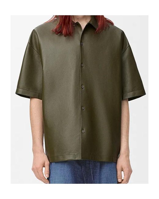 Loewe Green Anagram Logo Debossed Shirt for men