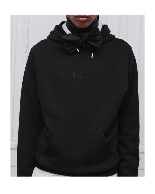 Dior Black Hooded Sweatshirt With Embroidery, Relaxed Fit for men