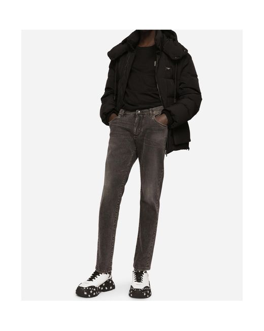 Dolce & Gabbana Black Hooded Quilted Coat for men
