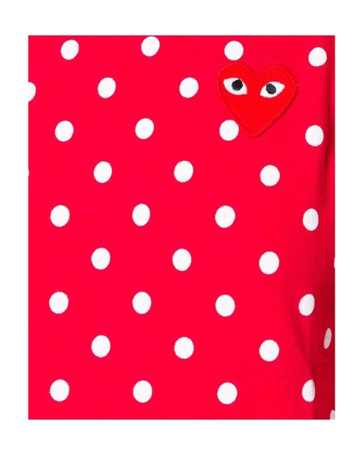 COMME DES GARÇONS PLAY Red Comme Des Garçons Play Polka Dot Long-Sleeved T-Shirt