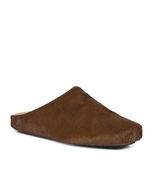 Uma Wang Brown Round-Toed Slippers