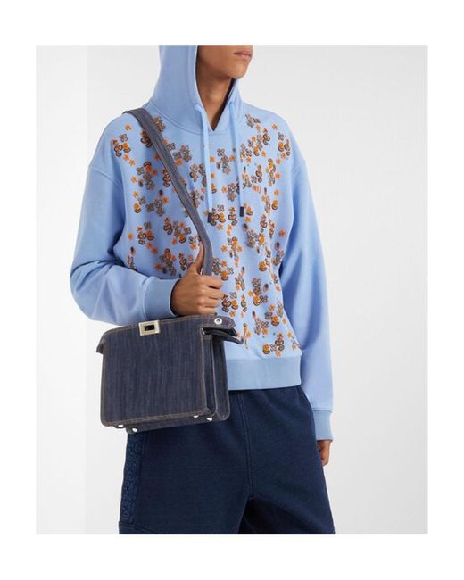 Fendi Blue Peekaboo Iseeu Mini Denim Tote Bag for men
