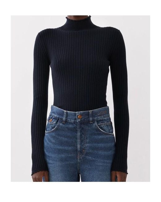 Chloé Blue Chloé High-Neck Knitted Jumper