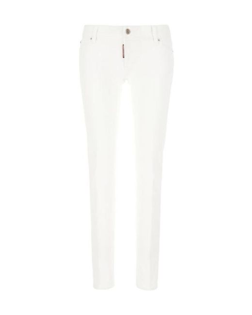 DSquared² White Jennifer Logo-Patch Skinny Jeans