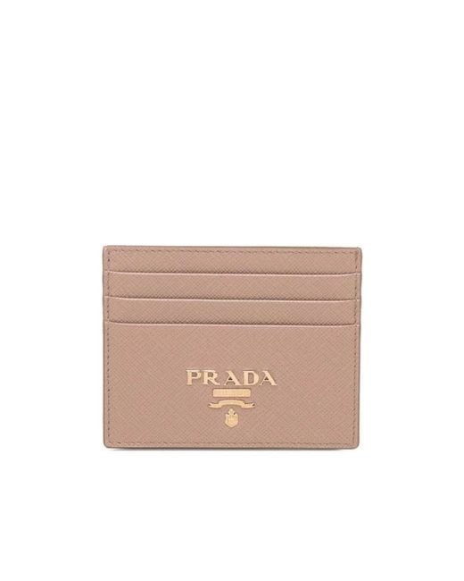 Prada Natural Logo Plaque Cardholder
