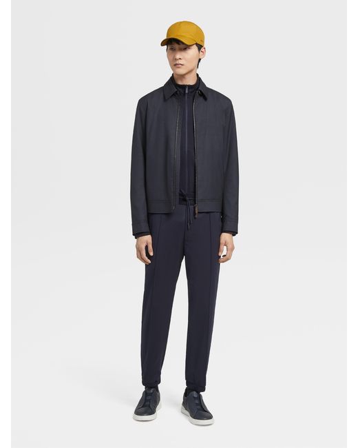 Zegna Blue Leggerissimo Zipped Shirt Jacket for men