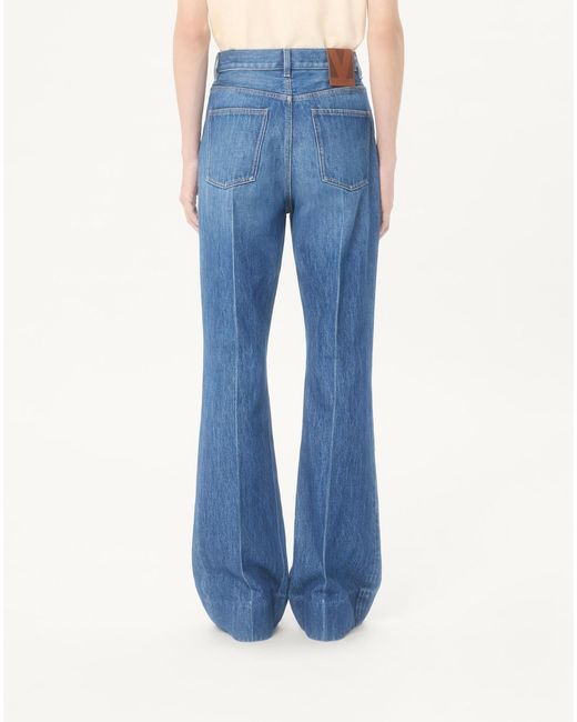 Valentino Blue Logo Patch Straight Leg Jeans for men
