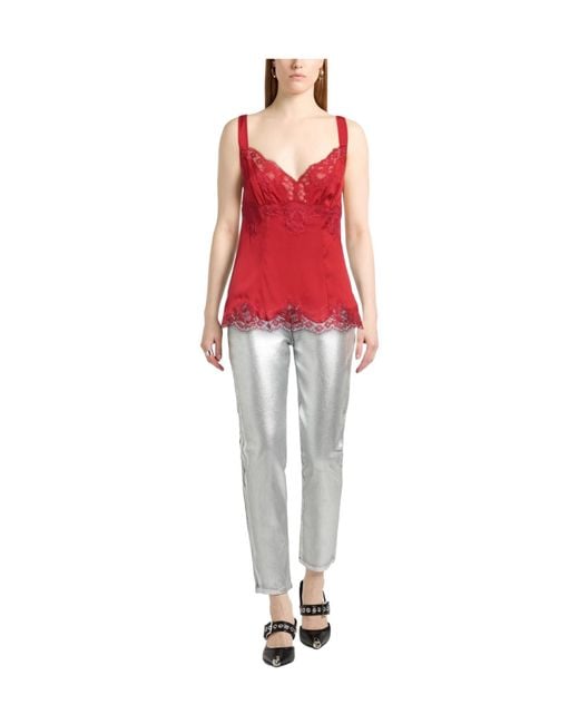 Dolce & Gabbana Red Solid Color Tops