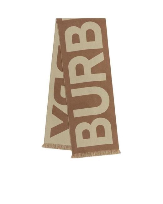 Burberry Natural Logo Detailed Frayed Edge Scarf for men