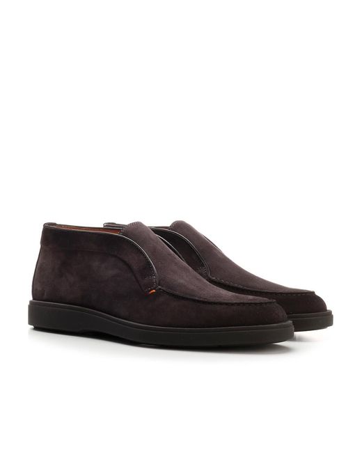 Santoni Brown Desert Round-Toe Slip-On Boots for men