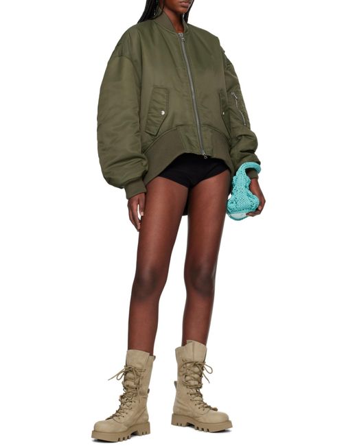J.W. Anderson Green Jw Anderson Curved-Hem Zipped Bomber Jacket