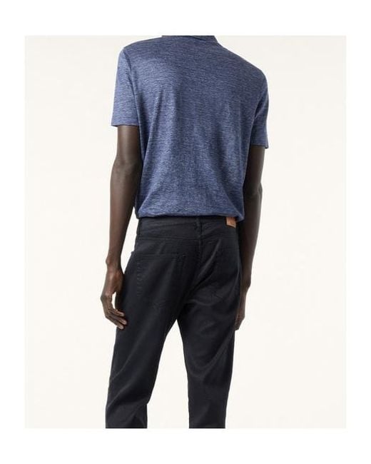 Loro Piana Blue Jersey Linen Polo Shirt for men
