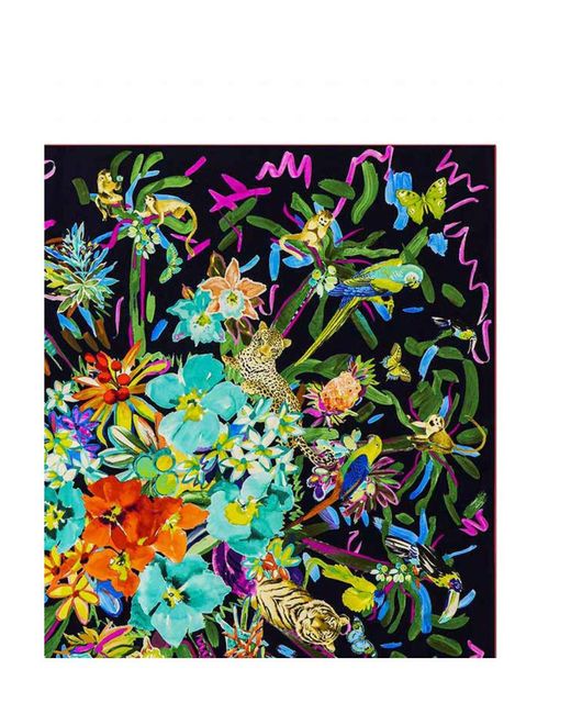 Ferragamo Green Printed Silk Scarf