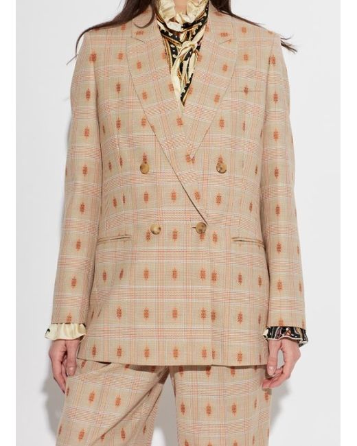Etro Natural Checked Double-Breasted Blazer