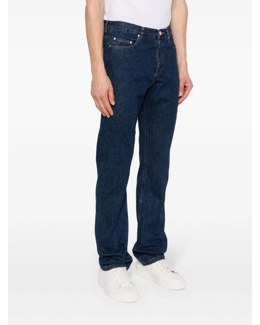 A.P.C. Blue High-Rise Straight-Leg Jeans for men