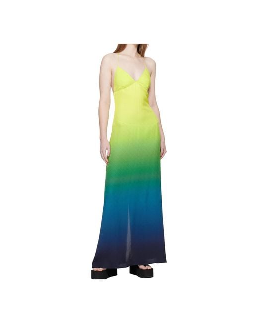 Casablanca Green Gradient Halterneck Long Dress