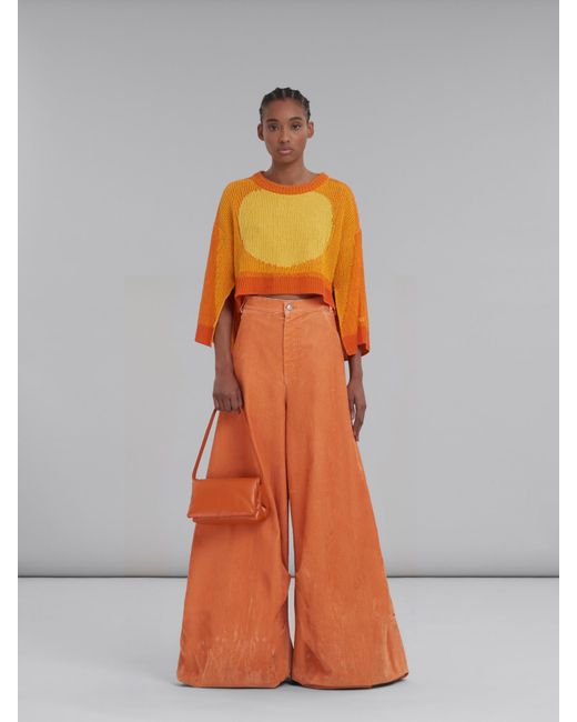 Marni Orange Padded Foldover Top Crossbody Bag