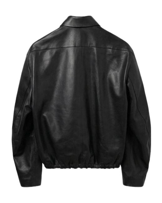 Jil Sander Black Elasticated-Hem Leather Jacket for men