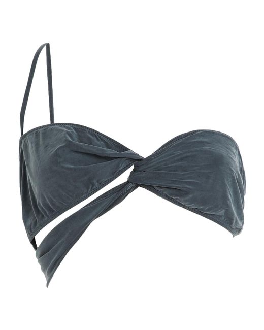 Jacquemus Blue Minimalist One-Shoulder Bikini Top