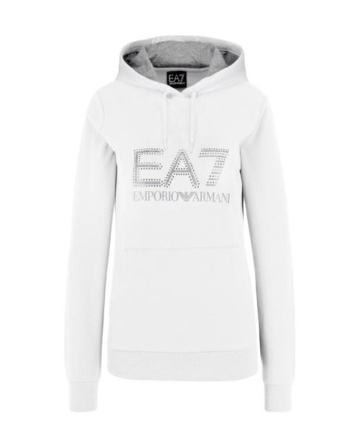 EA7 White Logo Hooded Sweater