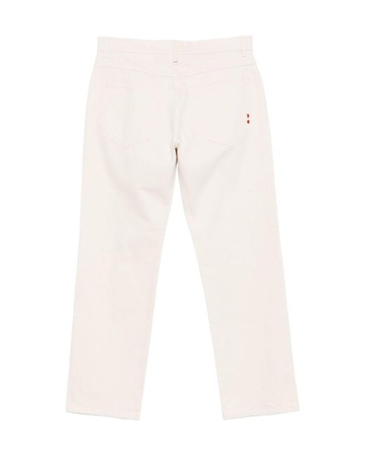 AMISH White Tricolor Stitching Jeans for men
