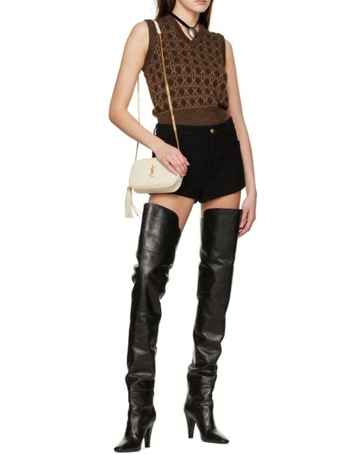 Saint Laurent White Lou Quilted Mini Shoulder Bag