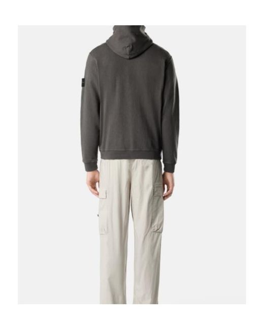 Stone Island Gray Garment Dyed Hooded Sweatshirt for men