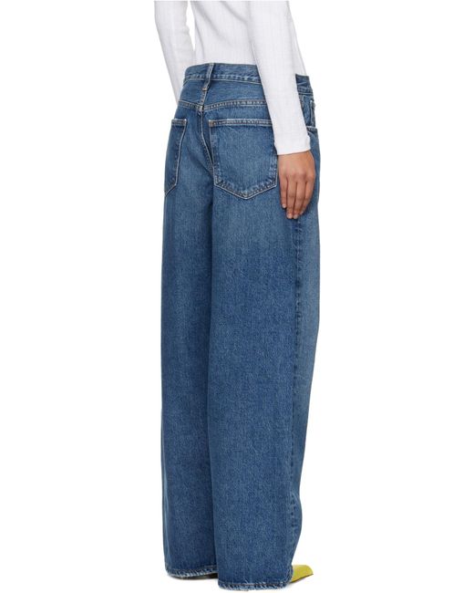 Agolde Blue Low Slung Wide-Leg Jeans