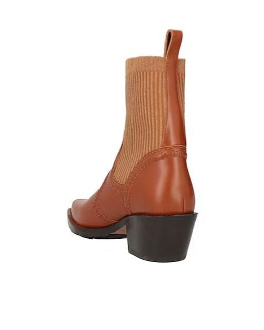 Chloé Brown Minimalist Denim Ankle Boots