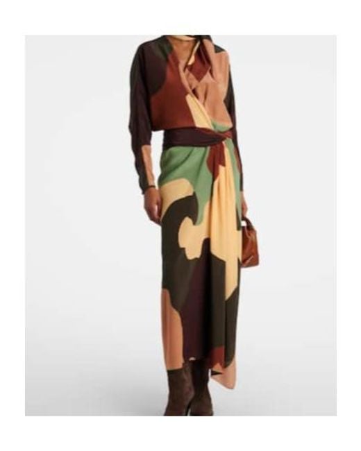 Johanna Ortiz Multicolor Printed Scarf-Detail Silk Maxi Dress
