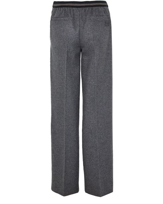 Miu Miu Gray Wool Pants With Drawstring