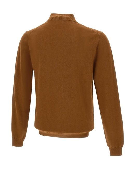 Sun 68 Brown Everyday Half Zip Knitted Sweater for men