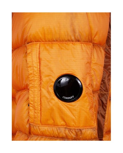 C P Company Orange D.D. Shell Down Hooded Jacket for men
