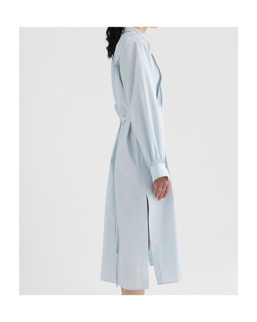 Jil Sander Blue Long-Sleeved Midi Shirt Dress