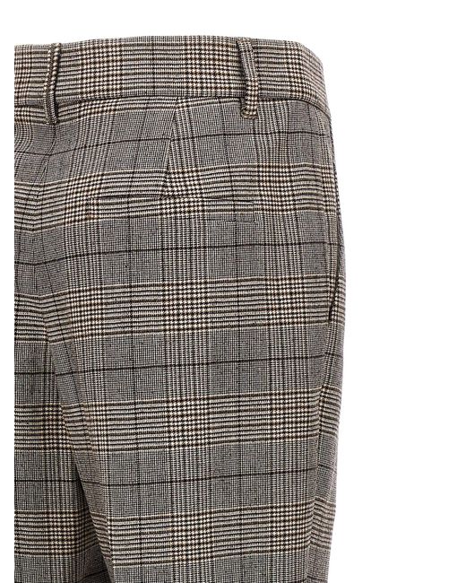 Brunello Cucinelli Gray Checked Tailored Trousers