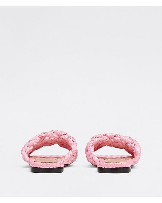 Bottega Veneta Pink Stretch Intrecciato Flat Sandals