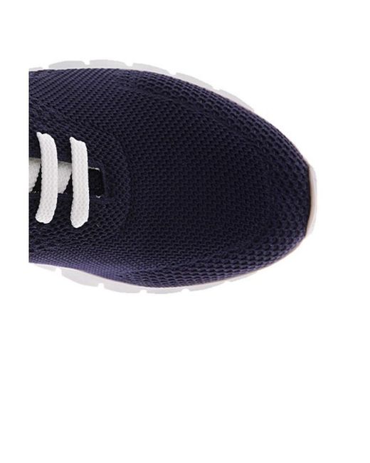 Kiton Blue Dark Lace-Up Casual Sneakers for men