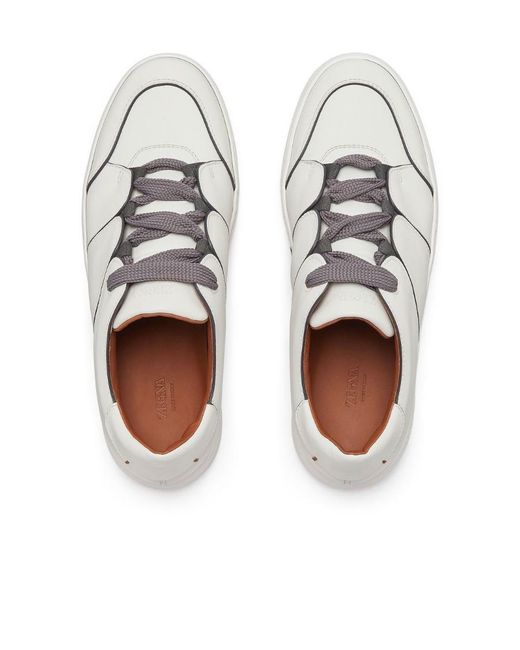 Zegna Metallic Tiziano Leather Low-Top Sneakers for men