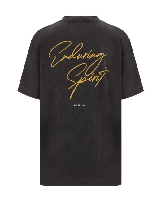 Represent Black Illustration-Print Washed Cotton T-Shirt for men