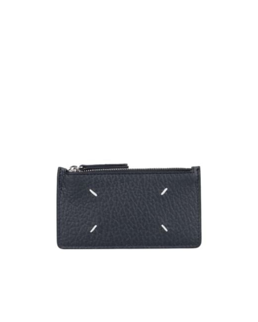 Maison Margiela Blue Four-Stitch Detailed Coin Purse