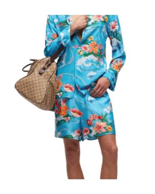 Gucci Blue Printed Elastic-Waist Shorts for men