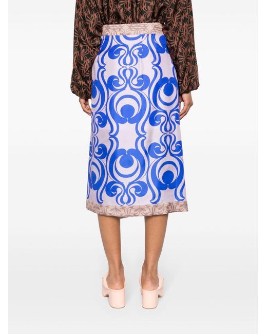 Dries Van Noten Blue Pattern Skirt