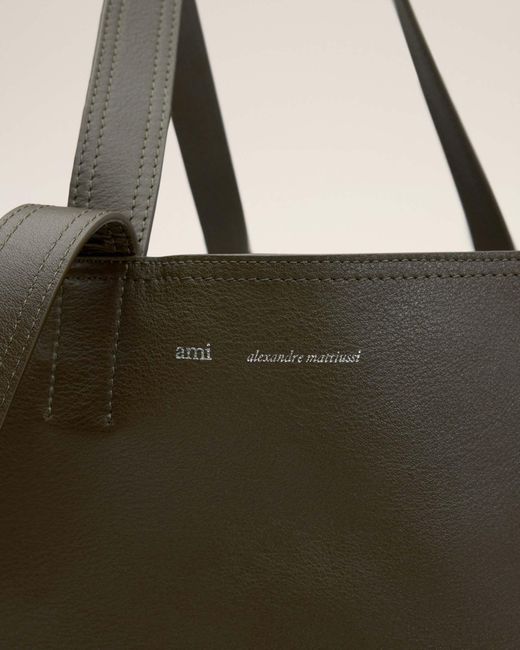 AMI Brown Ami Midi Tote Bag