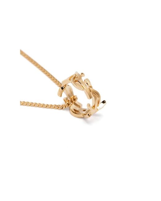 Saint Laurent White Cassandre Chained Necklace